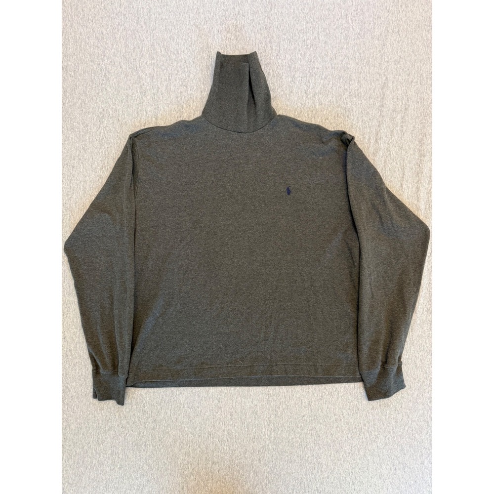 Vintage Polo Sport Ralph Lauren Turtleneck Mens XL Gray 100% Cotton Pony 90s